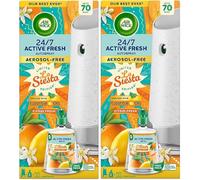 2 x Air Wick Active Fresh 24/7 Automatic Spray Diffuser Unit + La Siesta (Citrus) Refill 228ml