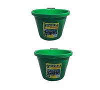 2 X Airflow Heavy Duty Invincible Builders Bucket - 3 Gallon / 15 Litre-Strong Handle&Calibrated Markings-Multi-Purpose Mixing, Gardening,Farm&Construction Use-Pack of 1 to 5-Multi Colours_Green