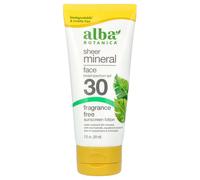 2 x Alba Botanica,Sheer Mineral Face Sunscreen Lotion,SPF 30,Fragrance Free,59ml