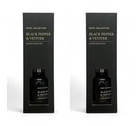 2 x Aldi Hotel Cōllection - Black Pepper & vetiver Scented Reed Diffuser - 150ml - Lasts up to 12 weeks - Black Pepper- Cedarwood - Amber