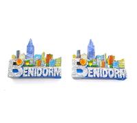 2 x Alicante Horizon Altea Benidorm Santa Pola Fridge Magnet. Spanish Flamenco Dancer. Flag of Spain. Polka Dot Dress with Pericon Figure. Sevillian Fan