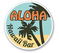 2 x Aloha Vinyl Stickers Bike Laptop Hawaii Tiki Retro Luggage Travel Tag #4345 (10cm x 10cm)