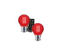 2 x Ambient Fireglow 4w LED Golf Ball Red Light Bulb B22 Bayonet Clear Glass