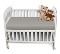 2 x AmigoZone 100% Egyptian Cotton Cot Bed Fitted Sheet (White, Cot Bed (70 x 140cm) (Grey, Cot Bed (70 x 140cm))