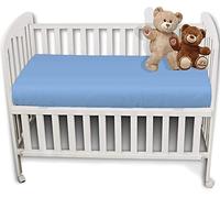 2 x AmigoZone Pollyotton Cot Bed Fitted Sheet (Mid Blue, (Cot 60 x 120cm))