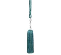 2 x Amy Tie Backs Elegant Acrylic Beaded With Ribbon And Silk Effect Skirt Pair, Sea Green