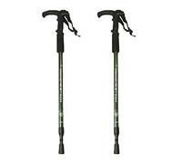 2 x Anti-Shock T Handle Walking Sticks Adjustable Hiking Poles Walk Trek Trekking (Green)