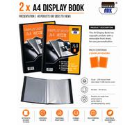 2 X Ark A4 Display Book (Presentation) 40Pockets (80 Sides To View)