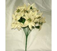 2 x Artificial Silk Flower Gold Poinsettia Bush - 12 Heads each - Christmas by A1-Homes