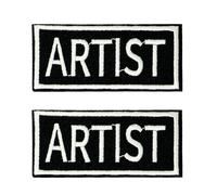 2 X Artist Embroidered Patch - 7.5cm x 3cm Name Tag Badge for Jackets, Bags, Hats & Workwear - Black & White Sew-On Label Patch for Creatives, Designers, Performers & Makers