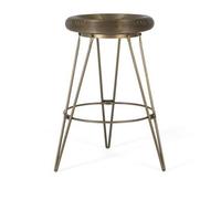 2 x Asti Gold Metal Round Bar Stool