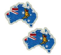 2 x Australia Flag Map Embroidered Patches - 7cm x 6cm Aussie Map with Boxing Kangaroo - Sew-On Badges for Jackets, Backpacks, Travel Gear, Souvenirs & Craft Projects