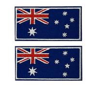 2 X Australia Flag Rectangle - Iron On Embroidery Patch with White Border for Clothing, Travel Bags & DIY Crafts (6 x 4cm)