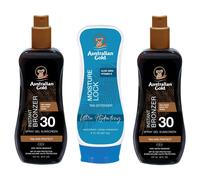2 x Australian Gold SPF 30 Bronzer Spray Gel 237ml & Moisture Lock 237ml
