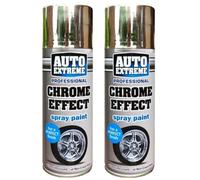2 x Auto Extreme Professional Chrome Effect Spray Perfect Finish Petrol Resistance 400ml