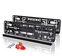 2 x Auto Nerds® Number Plate Holders - Number Plate Holder in Set with Screws and Vibration Protection for All Standard Cars - Number Plate Holder in Black - for Number Plate Size 520 x 110 mm