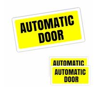 2 x Automatic Door COLOUR Stickers 80x40mm Taxi Cab Signs Health and Safety Notice Vehicle Labels Warehouse Office Restaurant Café Car Van Minibus Coach Bus T27