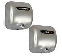 2 x Automatic Hand Dryers / MAXBLAST Electric Commercial Powerful Heavy Duty Fast Toilet Bathroom Wall Mounted Warm Air Dryer Drying Machine Silver