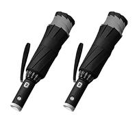 2 x Automatic Reverse Umbrella Reflective Inverted Folding LED Light Safe Night One Wind for Men and Women Umbrella