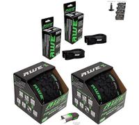 2 x AWE AWEShield with added Puncture Protection Folding Tyres 26 x 2.10 cm MTB and 2 x AWE Inner Tubes 26" x 1.75-2.125 Schrader Valve, Tyre/Tube set for MTB