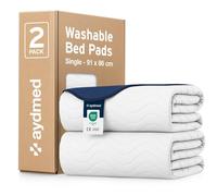 2 x AYDMED Essential Washable Incontinence Bed Pads | For Single Beds | Maximum Absorbency 100% Leakproof Kylie Sheets | Reusable Waterproof Bed Wetting Sheets For Adults, Children & Babies
