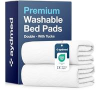 2 x AYDMED Premium Bamboo Washable Incontinence Bed Pads With Tucks | For Double Beds | Maximum Absorbency Kylie Sheets | Reusable Waterproof Bed Wetting Sheets For Adults, Children & Babies