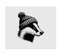 2 x 'Badger in a Bobble Hat' Microfibre Lens/Glasses Cleaning Cloths (LC00025844)