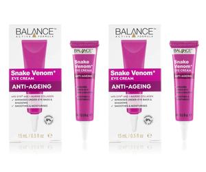 2 x Balance Active Formula Snake Venom Eye Cream (15ml) - With Collagen