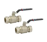 2 x Ball Valve Black Full Bore Lever Compression, 15mm, 22mm and 28mm, Chrome Plated Brass BVL22B (22mm, Two Pack)