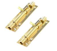 2 x Barrel Slide Door Bolts in Brass 100mm (4")