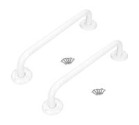 2 x Bathroom Grab Bar for Elderly, Disabled, Seniors - 200 mm White Safety Handrail with Fixings - Powder Coated Steel Anti-Slip Mobility Support Handle for Shower, Bath, Toilet, Stairs, Home, Care