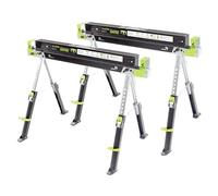 2 x BauenKraft SH-2001 Metal Folding Steel Saw Horse Adjustable Leg Stand Trestle, Twin Pack