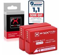 2 x Baxxtar Pro - Compatible with Panasonic DMW BLC12 E Real Battery 1100 mAh - Lumix DC FZ1000 II G91 DMC GX8 G70 G80 G81 G7 G6 G5 FZ2000 FZ1000 FZ300 FZ330 FZ200 etc.