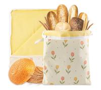 2 x Beeswax Bread Bags, 43 cm x 33 cm Beeswax Bread Bag, Tulip, Cartoon