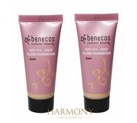 2 x Benecos Face Natural Light Fluid Foundation Dune 30ml - Bargain