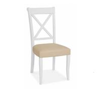 2 x Bentley Designs Hampstead Two Tone Ivory Bonded Leather X Back Dining Chair