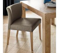 2 x Bentley Designs Turin Light Oak Low Back Brown Gold Fabric Dining Chair