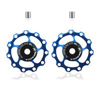 2 x Bicycle Rear Derailleur, Derailleurs, Wheel Bike Guide Roller Pulley, Ceramic Bearings, Bicycle Derailleur Accessories 11T (Blue)
