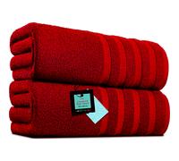 2 X Big Super Jumbo Bath Sheets -100 x 200 cm- Egyptian Cotton Soft XXL Bath Towels (Red)