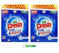 2 x Bio Presto Detersivo Polvere Classico Detergent - Washing Powder Removes Stains Quickly, Provides Long-Lasting Freshness 62 Washes - 3100 g + Beni Culinari Free Keyring