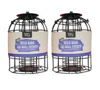 2 x Bird Fat Ball Suet Feeder Fatball Feeding Station With Squirrel Proof Guard