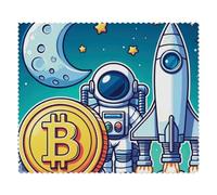 2 x 'Bitcoin to the Moon' Microfibre Lens/Glasses Cleaning Cloths (LC00024725)