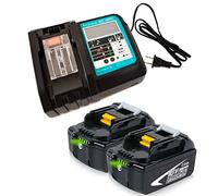 2 X BL1850B Battery 18V 5.0Ah with Charger 3Ah DC18RC, Replace for Makita 18V Battery Li-Ion LXT400 BL1860B BL1830B BL1850B