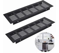 2 x Black Aluminium Alloy Flush Mount Ventilation Grille Anti Insect Rectangular Perforated Grille for Ventilation (80 x 250 mm)