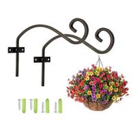 2 x BLACK Hanging Basket Bracket - Fittings Included - Heavy Duty Hanging Basket Brackets Outdoor - Hanging Hooks - Elegant Design to Display your Outdoor Flower Baskets and Bird Feeders