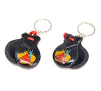 2 x Black Keyring. Mini Castanets. Small Musical Instrument Keychain. Flamingo Dance. Small Spanish from Spain