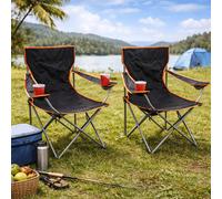 Black Lightweight Camping Seat Picnic Fishing Beach Folding Captain Chair