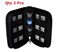 2 x Black Media Wallet Nylon Bag for 6 USB Flshdrives 3 SD Memory Cards Storage