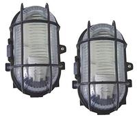 2 X Black Outdoor Garden Exterior Security Bulkhead Bulk Head Light LAMP 60W