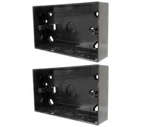 2 x Black Pattress Box Double 32mm PVC Surface 2 Gang with Lnockouts for 20mm Conduit and 25x16mm Mini Trunking